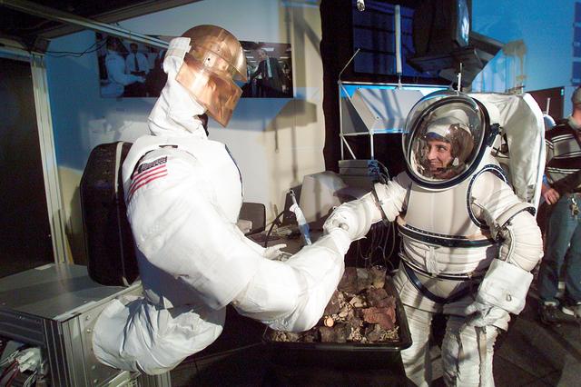 NASA image: Robonaut joint task operations with astronaut Nancy Currie.