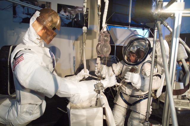 NASA image: Robonaut joint task operations with astronaut Nancy Currie.