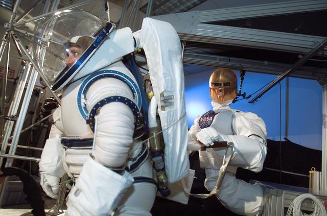 NASA image: Robonaut joint task operations with astronaut Nancy Currie.