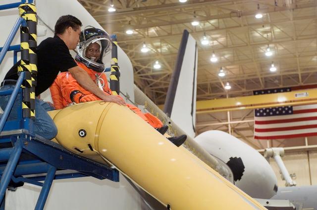 NASA image: Joan Higginbotham during egress training in bldg 9NW