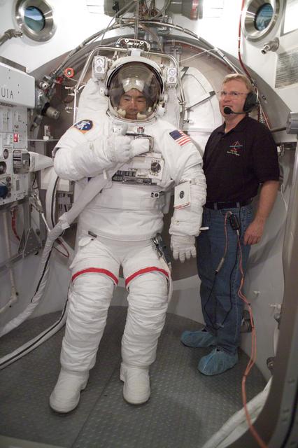 NASA image: Documentation of STS-114 crew member Soichi Noguchi in SSATA Chamber
