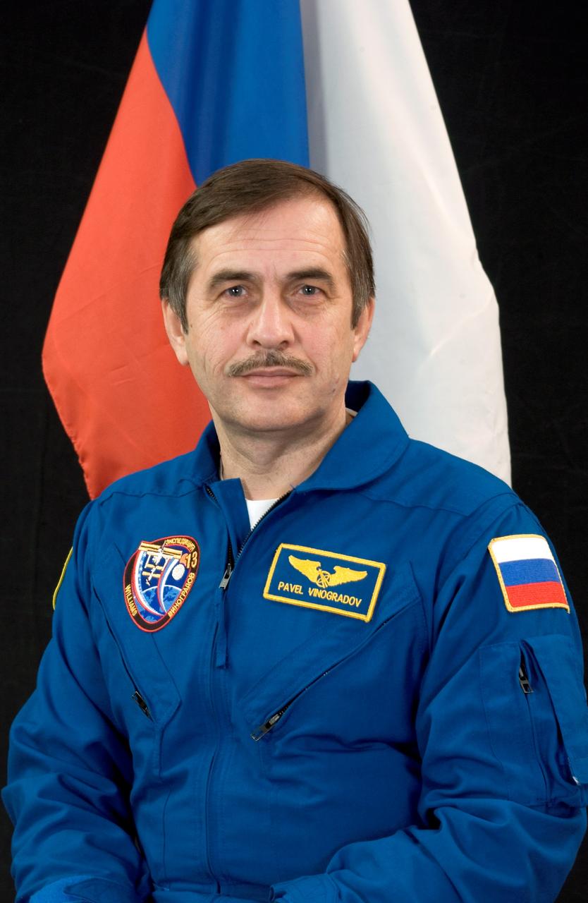 JSC2006-E-00223 (22 Dec. 2005) --- Cosmonaut Pavel V. Vinogradov, Expedition 13 commander representing the Russian Federal Space Agency, attired in a flight suit, pauses from a busy training schedule in Star City, Russia to pose for a portrait. Photo Credit: Gagarin Cosmonaut Training Center