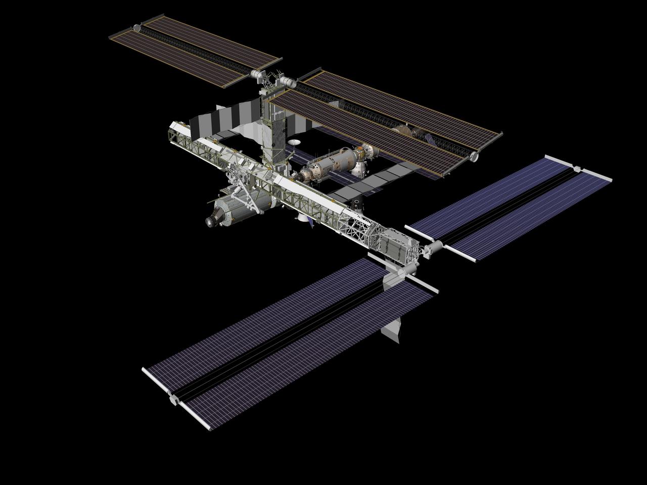 JSC2006-E-38949 (August 2006) --- Computer generated graphic of the International Space Station configuration after STS-115/12A with the addition of the P3/P4 integrated truss segments.