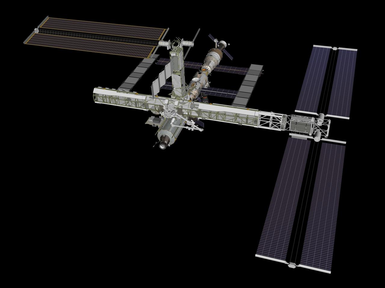 JSC2006-E-38950 (August 2006) --- Computer generated graphic of the International Space Station configuration after STS-116/12A.1 with the addition of the P5 integrated truss segment.