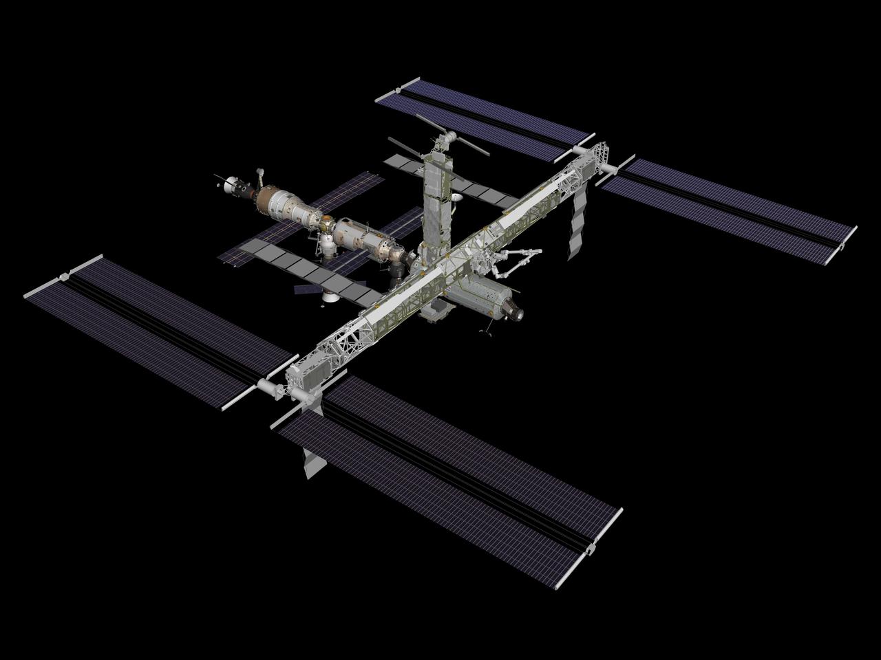 JSC2006-E-38951 (August 2006) --- Computer generated graphic of the International Space Station configuration after STS-117/13A with the addition of S3/S4 integrated truss segments.