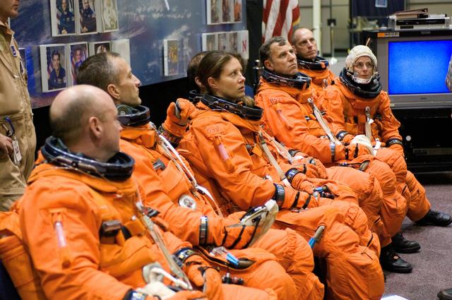NASA image: Photographic support for Media Services: STS-118 Emergency Egress Training Session at the FFT Mockup