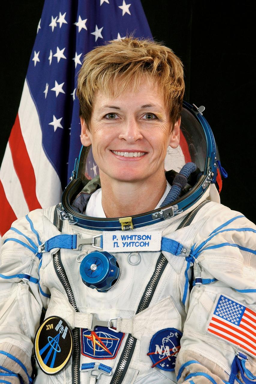 JSC2007-E-45195 (July 2007) --- NASA astronaut Peggy A. Whitson, Expedition 16 commander, attired in a Russian Sokol launch and entry suit, takes a break from training in Star City, Russia to pose for a portrait. Photo credit: Gagarin Cosmonaut Training Center