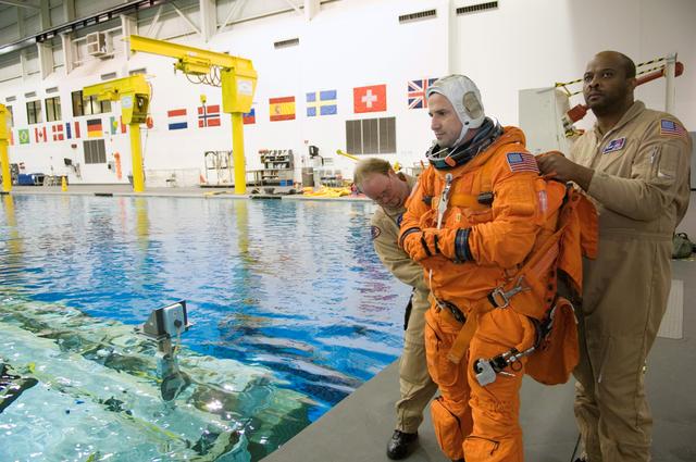 NASA image: STS-120 water survival training at the NBL