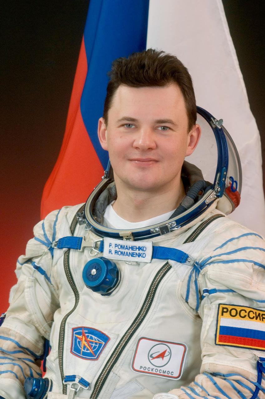 JSC2007-E-15360 (2007) --- Cosmonaut Roman Romanenko, attired in a Russian Sokol launch and entry suit, takes a break from training in Star City, Russia to pose for a portrait. Photo credit: Gagarin Cosmonaut Training Center