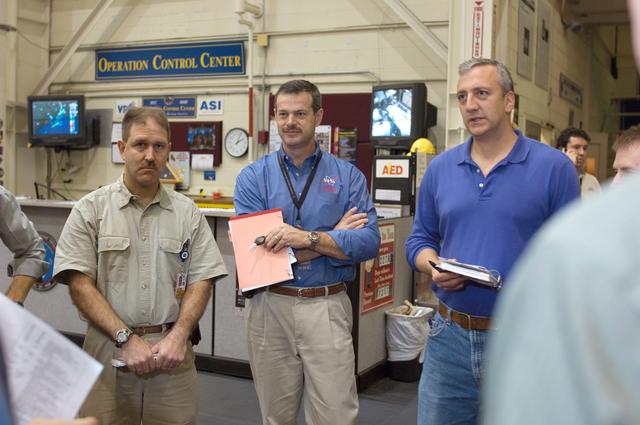 NASA image: STS-125 Crew during Post Insertion/Deorbit Prep training in CCT II mockup.