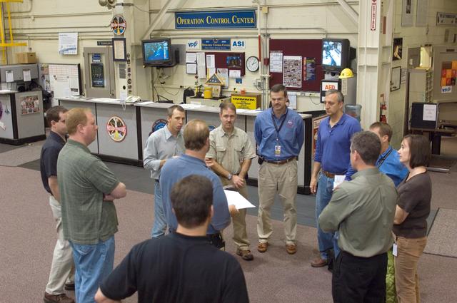 NASA image: STS-125 Crew during Post Insertion/Deorbit Prep training in CCT II mockup.