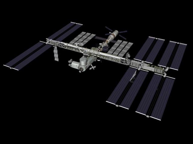 NASA image: Current Configurations of ISS for use on HSF web.