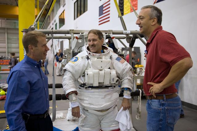 NASA image: STS-125 crew training. Astronauts Grunsfeld and Feustel