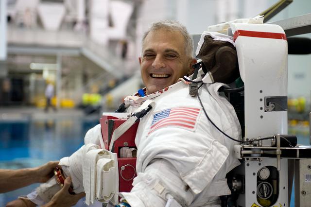 NASA image: STS-127 astronauts Dave Wolf and Tim Kopra during STS-127 2J/A EVA training at the NBL