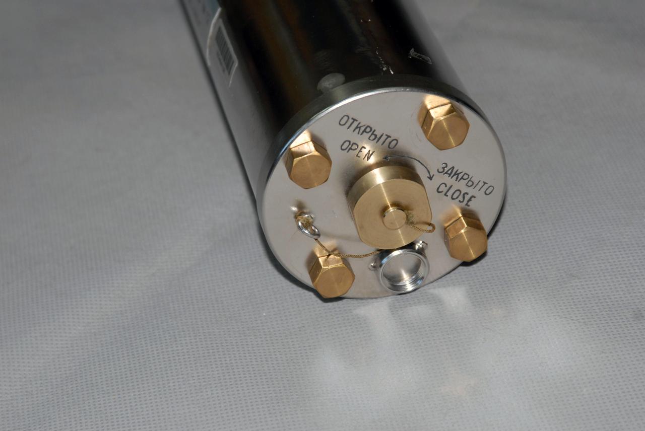 jsc2008e152662 (12/10/2008) --- A preflight view of connectors on a Biorisk-MSV container, part of the Biorisk experiment equipment to be delivered to the ISS during the 31P flight. The Influence of Factors of the Space Environment on the Condition of the System of Microorganisms-Hosts Relating to the Problem of Environmental Safety of Flight Techniques and Planetary Quarantine (Biorisk) investigation aims to obtain new data on physical and genetic changes in bacteria and fungi typically found on spacecraft equipment, and also in various biological test objects (higher plant seeds, dormant forms of lower crustaceans) under exposure in the interior ISS compartments and on the exterior ISS surfaces.