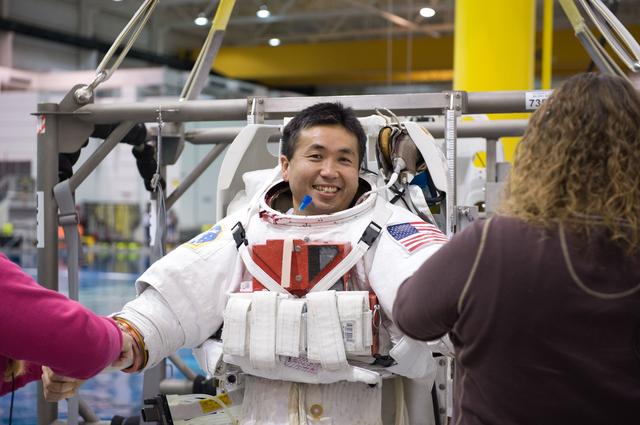 NASA image: Koichi Wakata during EVA Review at the NBL