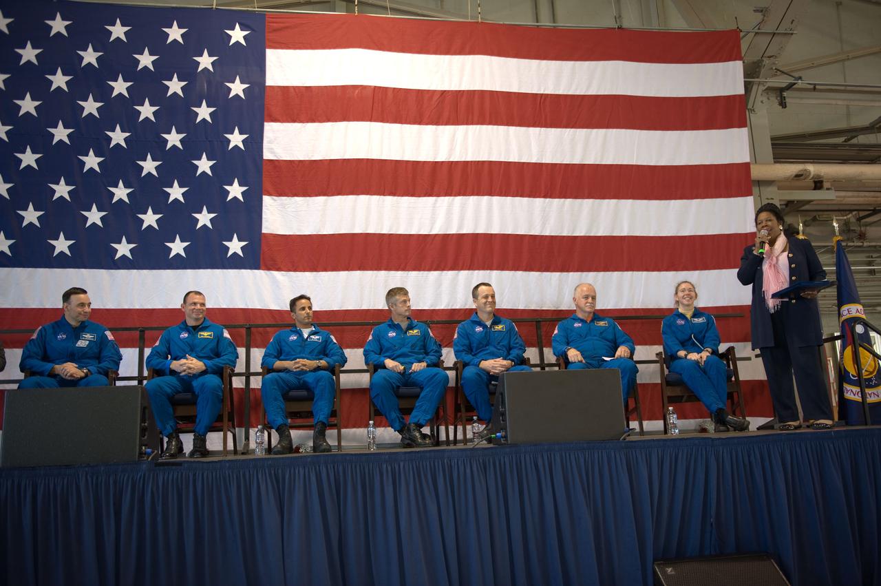 STS-119 Crew Return Ceremony to Ellington Field.  Photo Date: March 29, 2009.  Location: Ellington Field - Hangar 990.  Photographer: Robert Markowitz