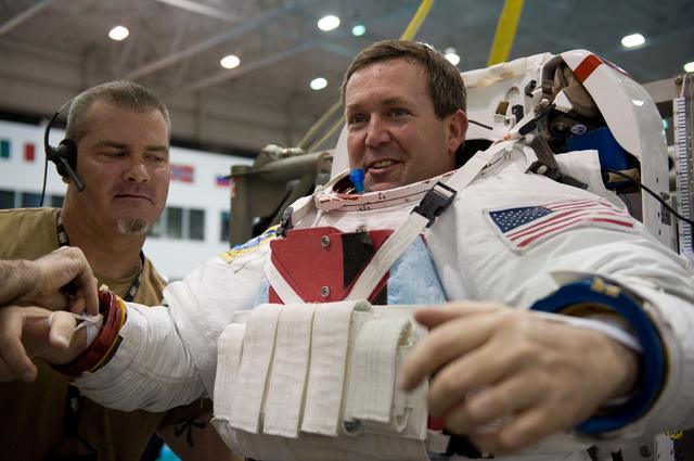 NASA image: STS-129 crew members Michael Foreman and Robert Satcher