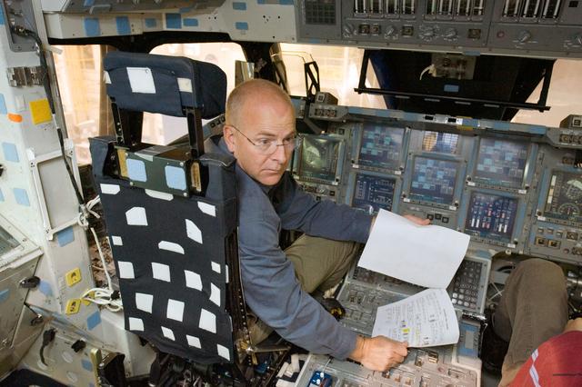 NASA image: Preflight Coverage, STS-131 crew members during their FLT COMM PLN in FFT 1 