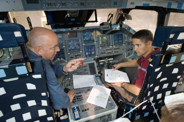 NASA image: Preflight Coverage, STS-131 crew members during their FLT COMM PLN in FFT 1 