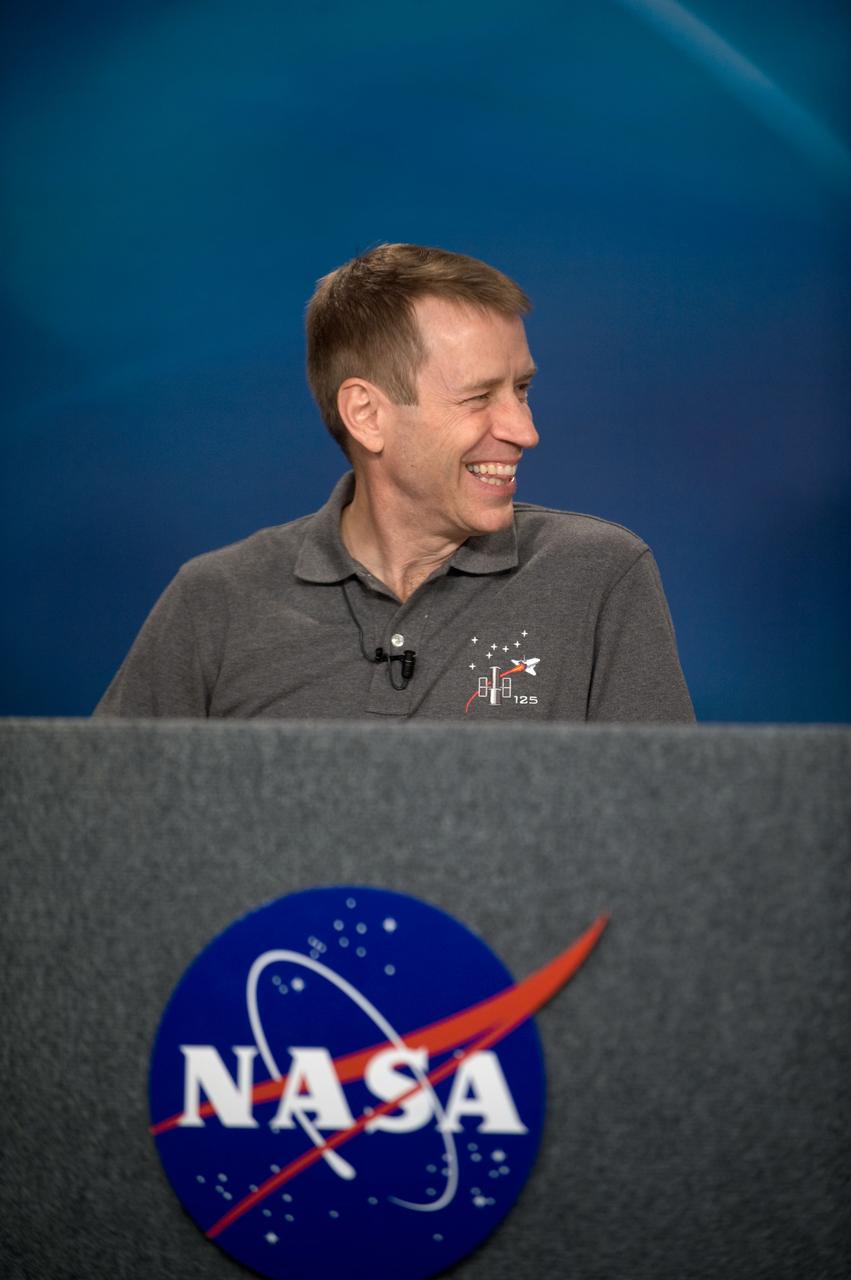 JSC2009-E-087196 (23 April 2009) --- Astronaut Gregory C. Johnson, STS-125 pilot, is pictured during a STS-125 preflight press briefing at NASA's Johnson Space Center.