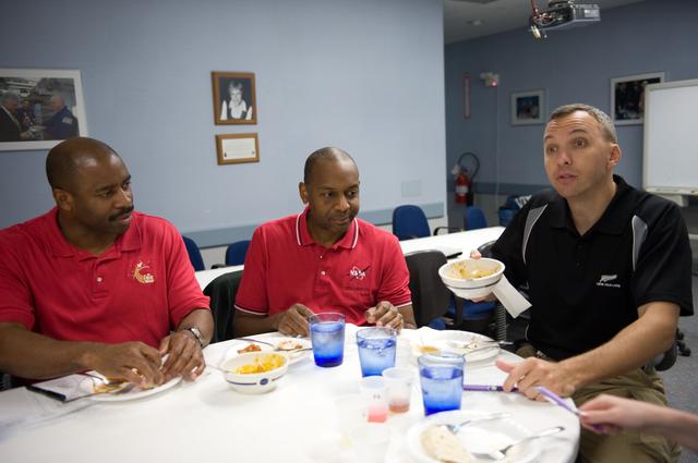 NASA image: STS-129 food tasting  session.