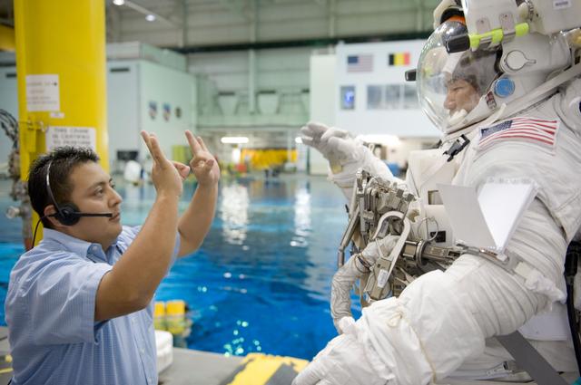 NASA image: Soichi Noguchi preparations for Maintenance EVA task at the NBL 