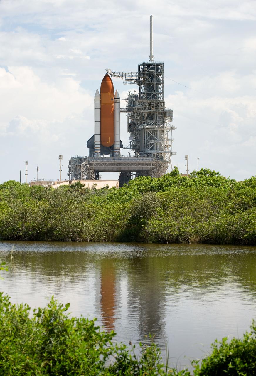 The space shuttle Endeavour is seen at launch pad 39A at NASA's Kennedy Space Center in Cape Canaveral, Florida on Saturday, July 11, 2009. NASA is hopeful that Endeavour will launch with the crew of STS-127 on Sunday. Photo Credit: (NASA/Bill Ingalls)