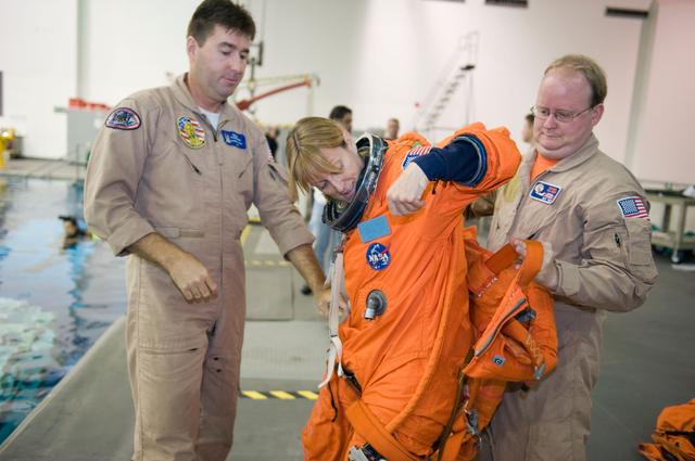 NASA image: STS-130 Preflight Training. Water Survival Training at SCTF, NBL 