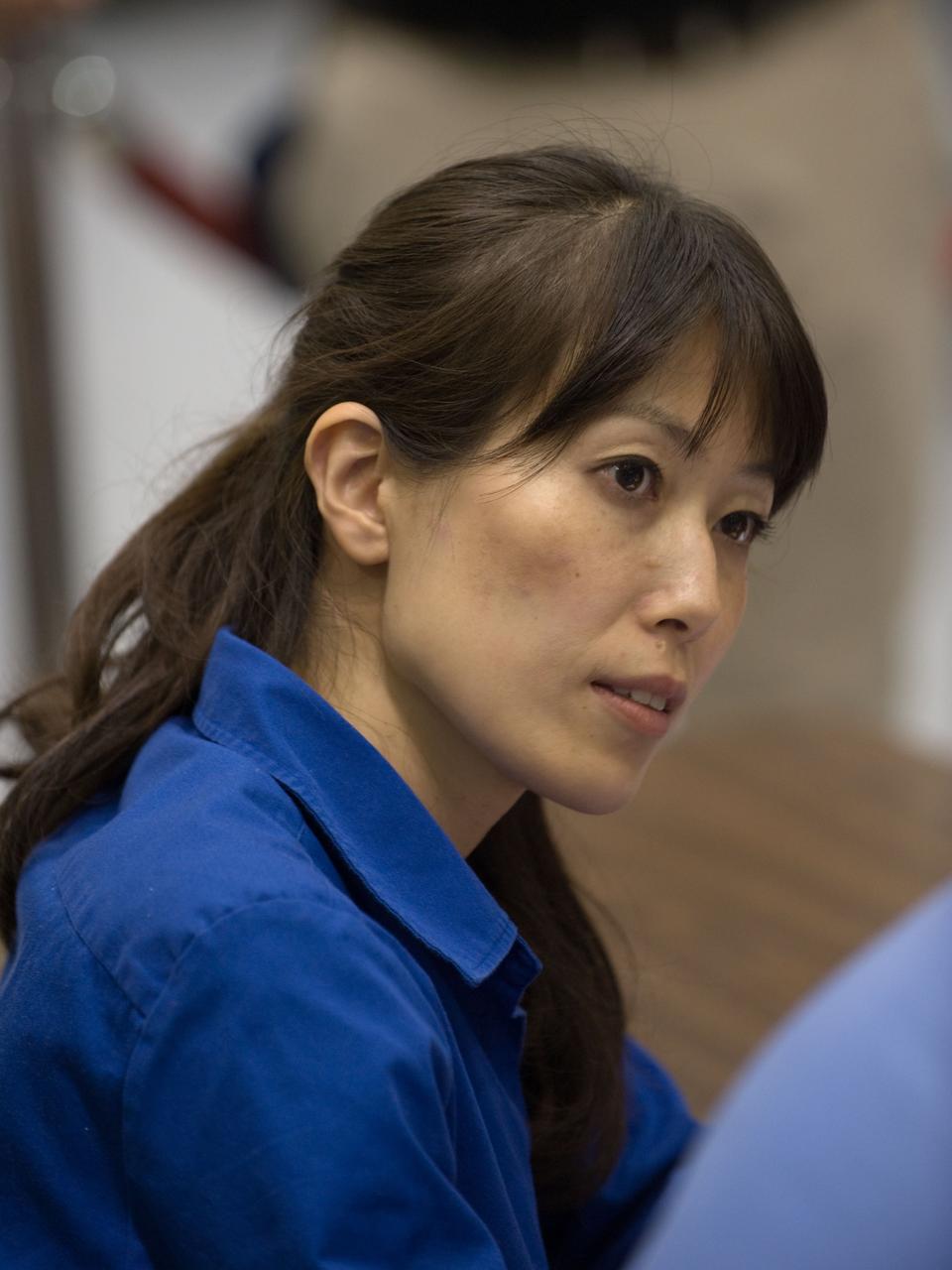 JSC2009-E-207889 (15 Sept. 2009) --- Japan Aerospace Exploration Agency (JAXA) astronaut Naoko Yamazaki, STS-131 mission specialist, is pictured during a training session in the Space Vehicle Mock-up Facility at NASA's Johnson Space Center.