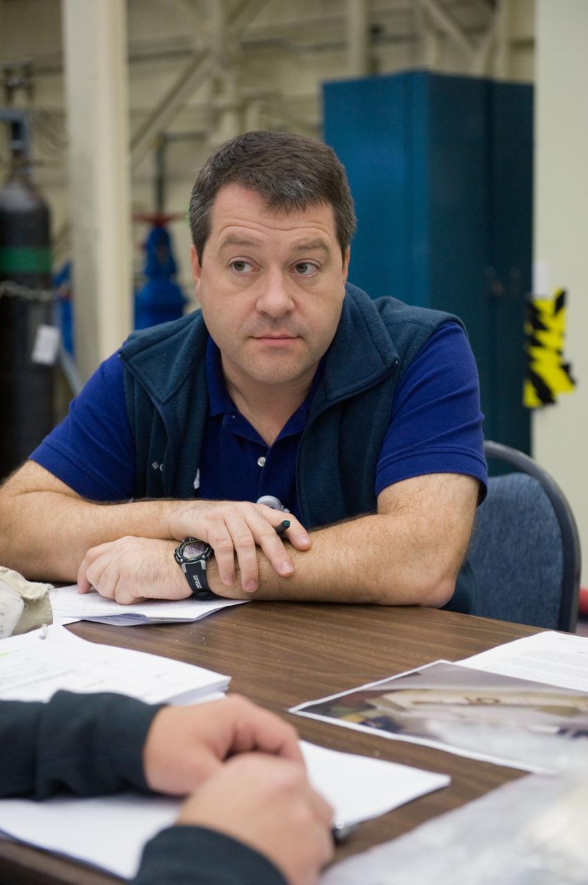 JSC2009-E-244197 (23 Nov. 2009) --- Astronaut Nicholas Patrick, STS-130 mission specialist, participates in a training session in the Space Vehicle Mockup Facility at NASA's Johnson Space Center.