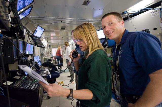 NASA image: STS-130 crew members Kay Hire and Terry Virts training in the ISS Lab 
