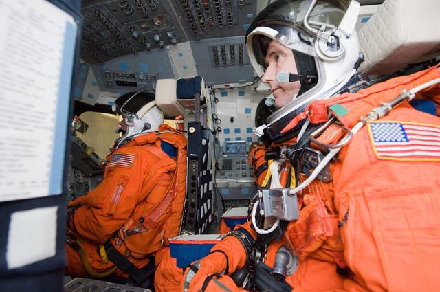 NASA image: STS-132 crerw during their bailout training in CCTII