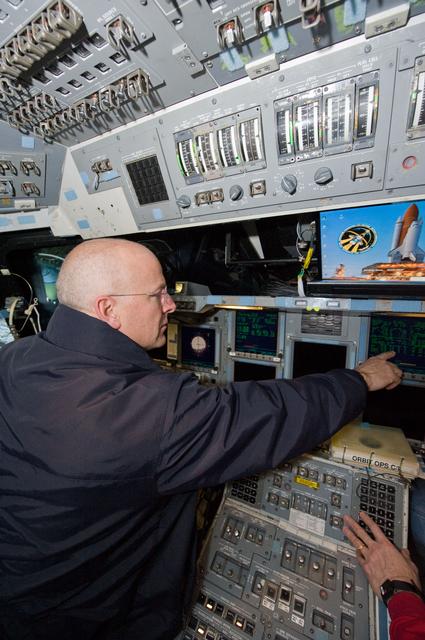 NASA image: STS-131 crew members during UNDOCK MAL Timeline training.