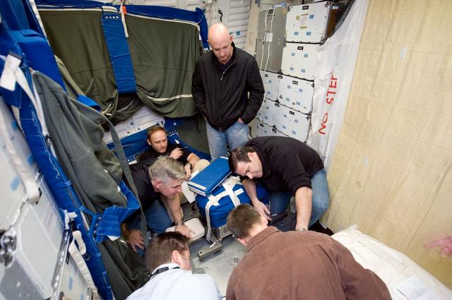 NASA image: STS-134 crew training in CCT-II during their HAB/EQ PROC training. 