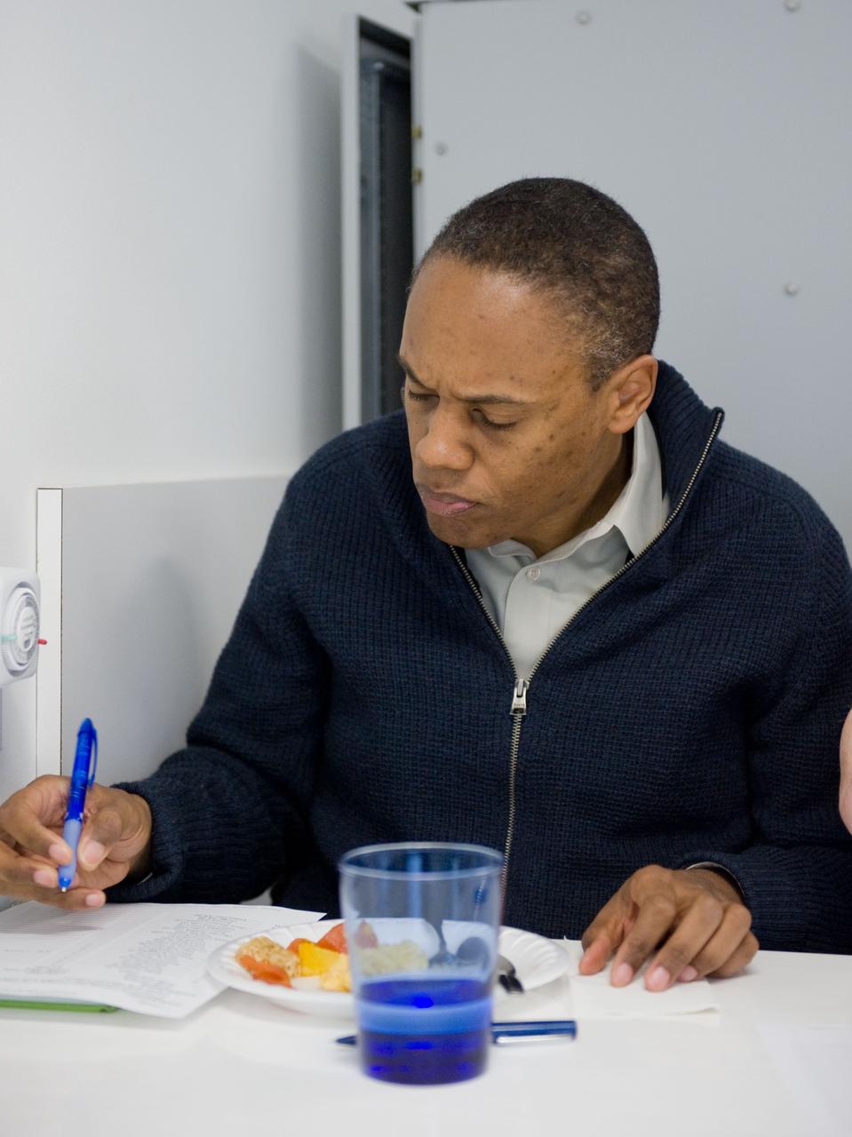 JSC2010-E-020623 (9 Feb. 2010) --- NASA astronaut Alvin Drew, STS-133 mission specialist, participates in a food tasting session in the Habitability and Environmental Factors Office at NASA's Johnson Space Center.