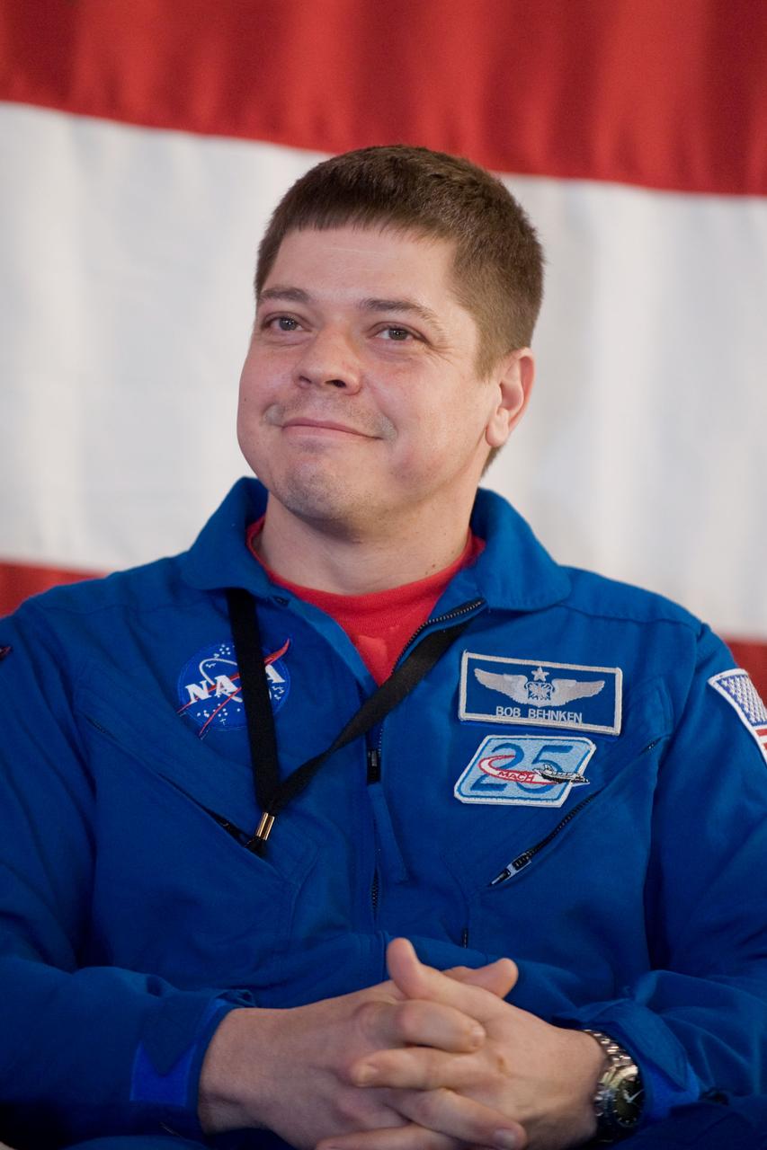JSC2010-E-025791 (22 Feb. 2010) --- NASA astronaut Robert Behnken, STS-130 mission specialist, is pictured at the STS-130 crew return ceremony on Feb. 22, 2010 at Ellington Field near NASA?s Johnson Space Center.