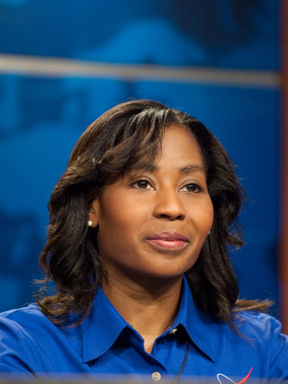 JSC2010-E-038795 (9 March 2010) --- NASA astronaut Stephanie Wilson, STS-131 mission specialist, fields a question from a reporter during an STS-131 preflight press conference at NASA's Johnson Space Center.
