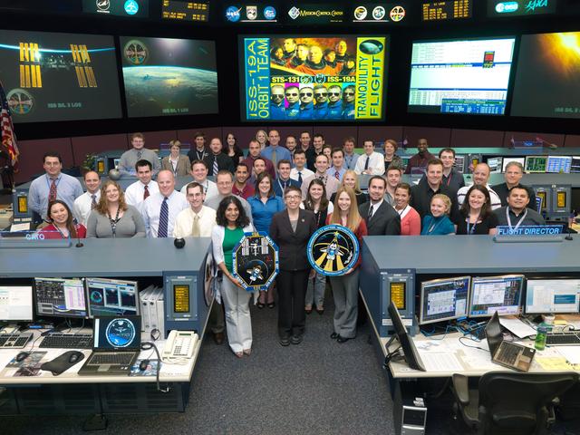 NASA image: STS-131/19A Flight Control Team in FCR-1 - Orbit 1- Flight Director Courtney McMillan