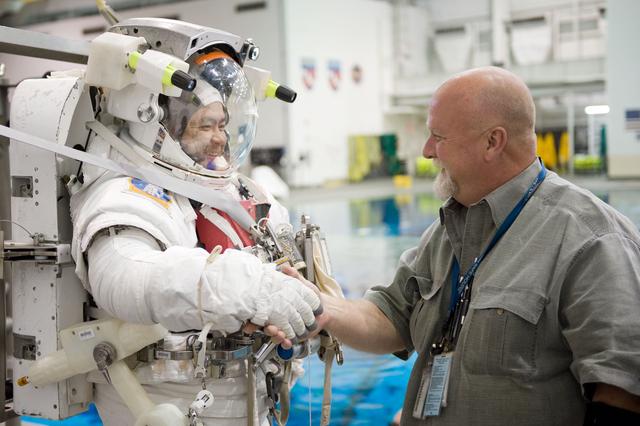 NASA image: Satoshi Furukawa and Aki Hoshide during their EVA Skills 4 training at the NBL 