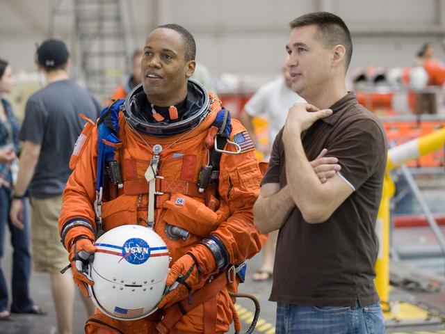 NASA image: STS-133 crew during water survival training at the NBL