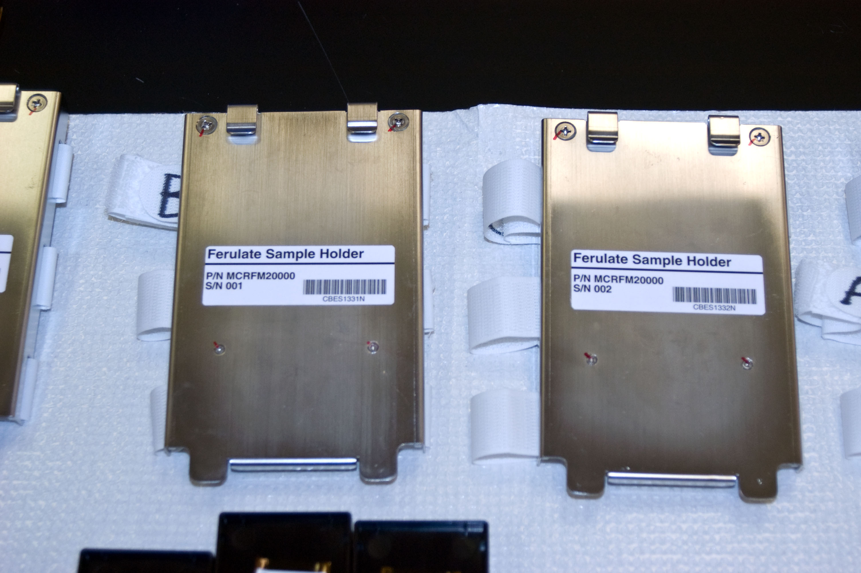 jsc2010e080361 (5/10/2010) --- A preflight photo of the Ferulate Sample Holders. The Ferulate Experiment tests the hypothesis that microgravity decreases the mechanical strength of cell walls of rice plants by modifying the levels of abscisic acid.