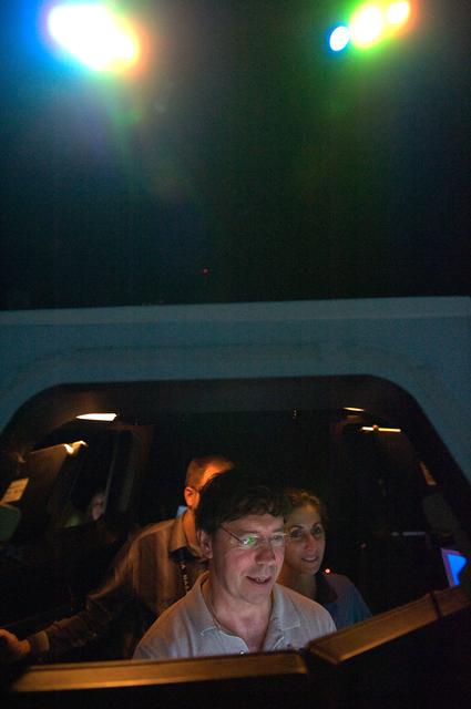 NASA image: STS-133 crew members Mike Barratt and Nicole Stott in cupola