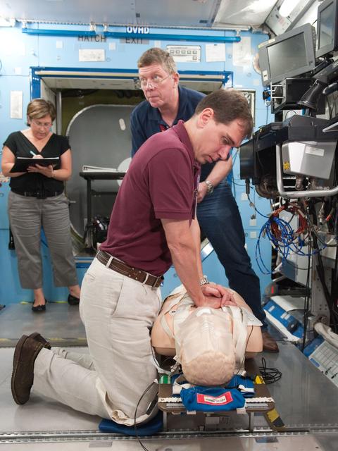 NASA image: Expedition 28 crew members Mike Fossum, Satoshi Furukawa, Sergei Volkov 