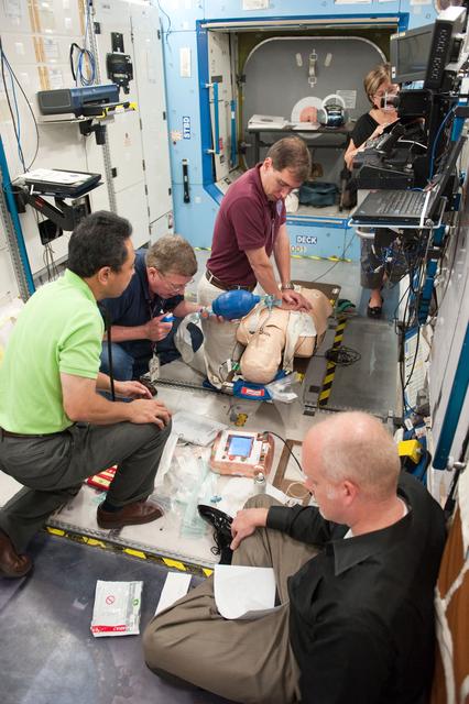 NASA image: Expedition 28 crew members Mike Fossum, Satoshi Furukawa, Sergei Volkov 
