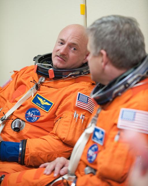 NASA image: STS-134 crew training in fixed based simulator