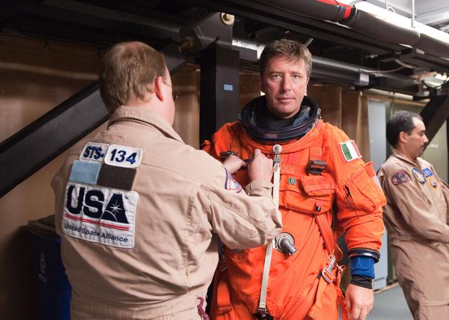 NASA image: STS-134 crew training in fixed based simulator