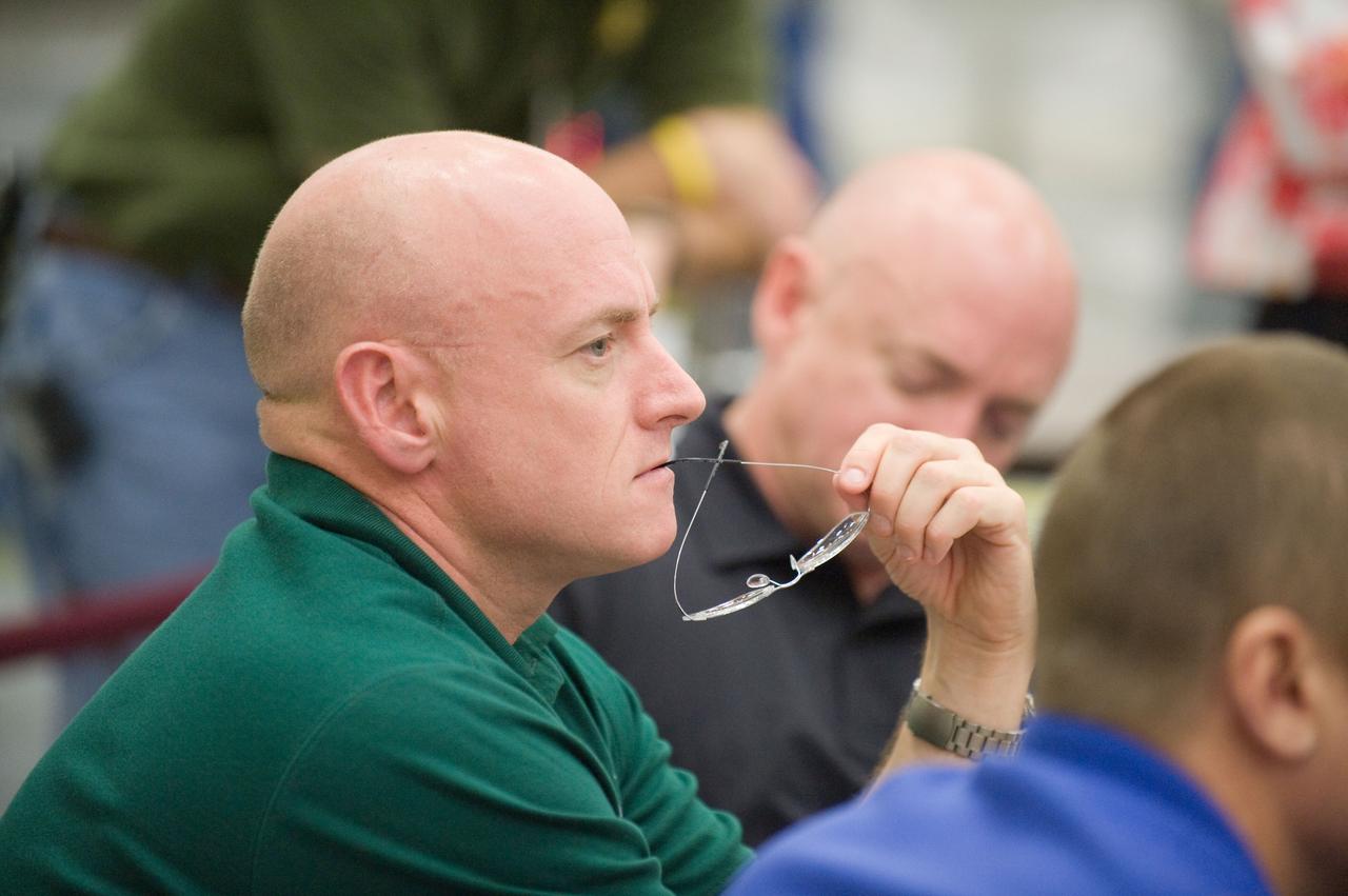 JSC2010-E-132380 (16 July 2010) --- NASA astronaut Scott Kelly, Expedition 25 flight engineer and Expedition 26 commander, is pictured during an emergency scenarios training session in the Space Vehicle Mock-up Facility at NASA's Johnson Space Center.  Photo credit: NASA or National Aeronautics and Space Administration