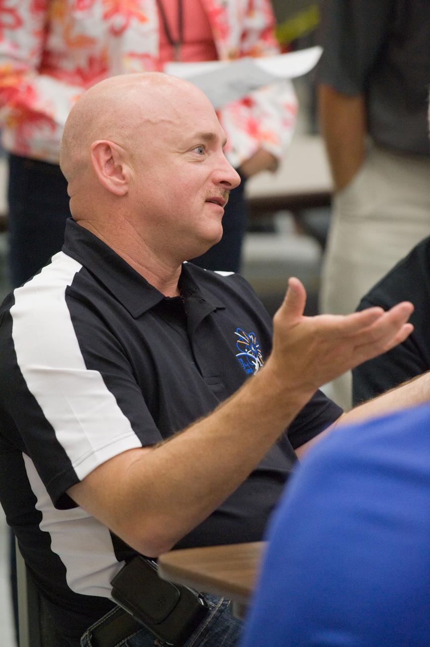 JSC2010-E-132401 (16 July 2010) --- NASA astronaut Mark Kelly, STS-134 commander, is pictured during an emergency scenarios training session in the Space Vehicle Mockup Facility at NASA's Johnson Space Center. Photo credit: NASA or National Aeronautics and Space Administration