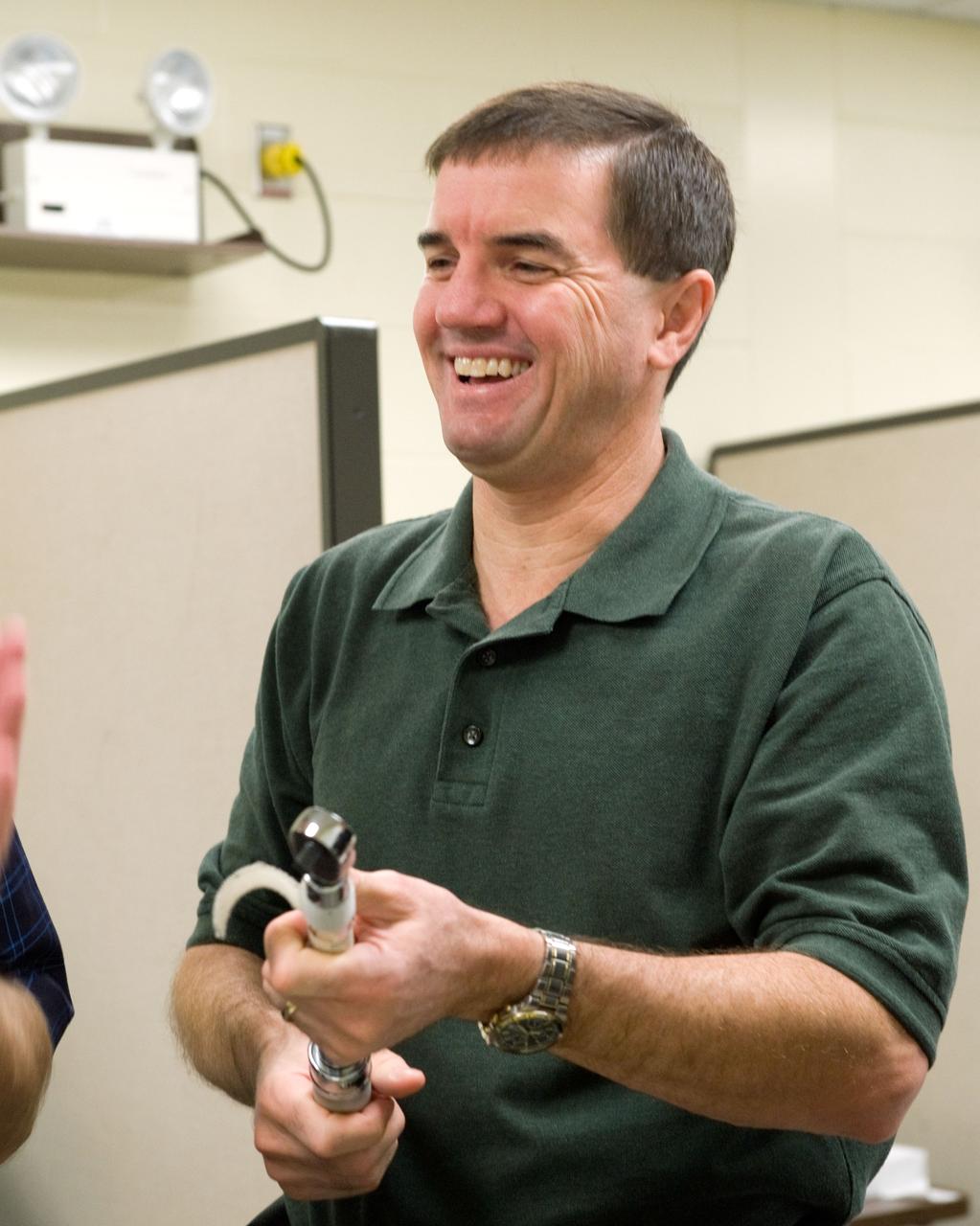 JSC2010-E-183215 (3 Nov. 2010) --- NASA astronaut Rex Walheim, STS-135 mission specialist, participates in a tools and repair kits training session in the Space Vehicle Mock-up Facility at NASA's Johnson Space Center. STS-135 is planned to be the final mission of the space shuttle program. Photo credit: NASA or National Aeronautics and Space Administration